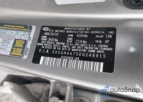 2013 Kia Optima Ex from USA, damaged, VIN 5XXGN4A75DG248915